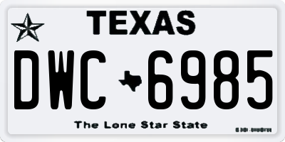 TX license plate DWC6985