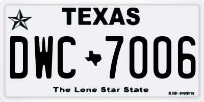 TX license plate DWC7006