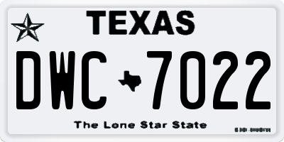 TX license plate DWC7022