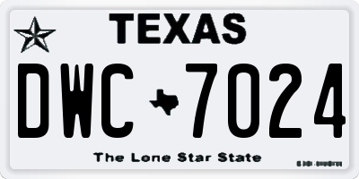TX license plate DWC7024
