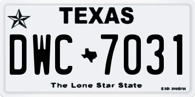 TX license plate DWC7031
