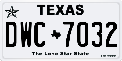 TX license plate DWC7032