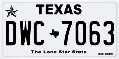 TX license plate DWC7063