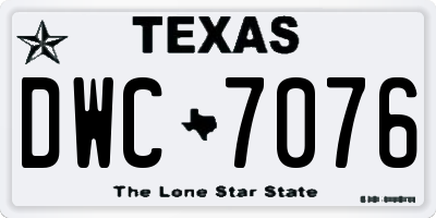 TX license plate DWC7076