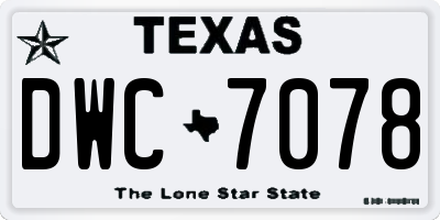 TX license plate DWC7078