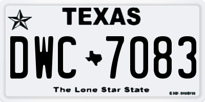 TX license plate DWC7083