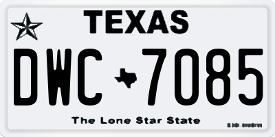 TX license plate DWC7085