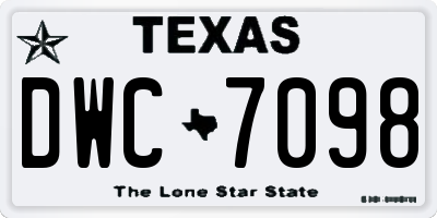 TX license plate DWC7098