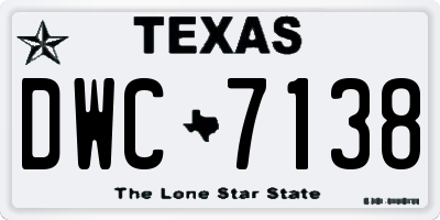 TX license plate DWC7138