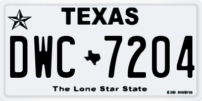TX license plate DWC7204