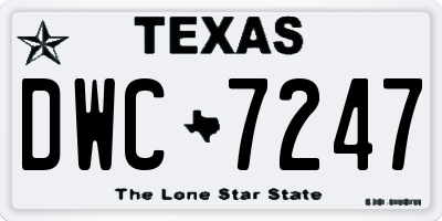 TX license plate DWC7247