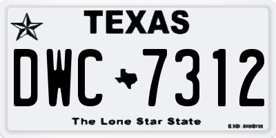 TX license plate DWC7312