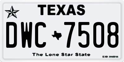 TX license plate DWC7508