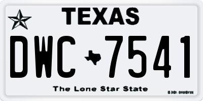 TX license plate DWC7541