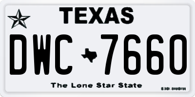 TX license plate DWC7660