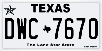 TX license plate DWC7670