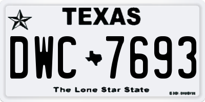 TX license plate DWC7693