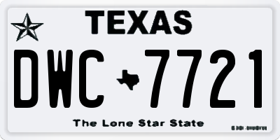 TX license plate DWC7721