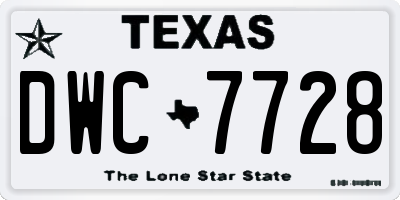 TX license plate DWC7728
