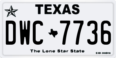 TX license plate DWC7736
