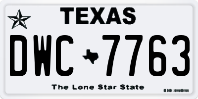 TX license plate DWC7763
