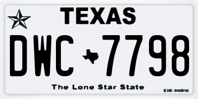 TX license plate DWC7798