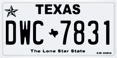 TX license plate DWC7831