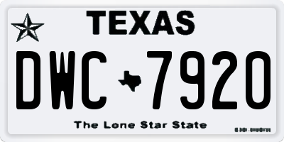 TX license plate DWC7920