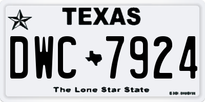 TX license plate DWC7924