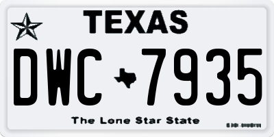 TX license plate DWC7935