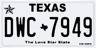 TX license plate DWC7949