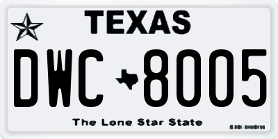 TX license plate DWC8005