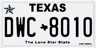 TX license plate DWC8010