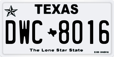 TX license plate DWC8016