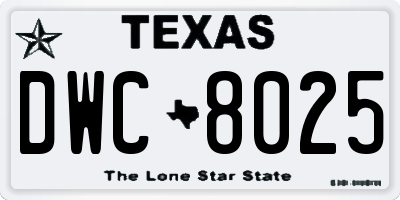 TX license plate DWC8025