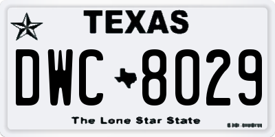 TX license plate DWC8029