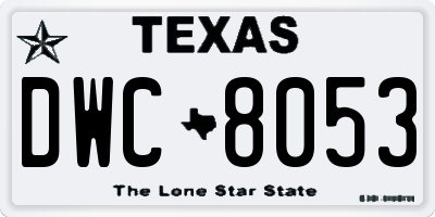 TX license plate DWC8053
