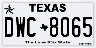 TX license plate DWC8065