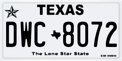TX license plate DWC8072