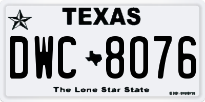 TX license plate DWC8076