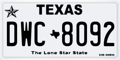TX license plate DWC8092