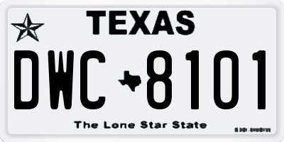 TX license plate DWC8101