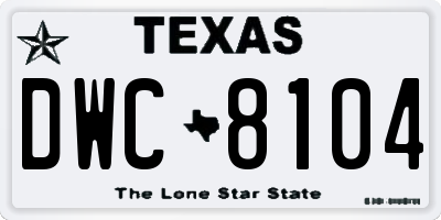TX license plate DWC8104