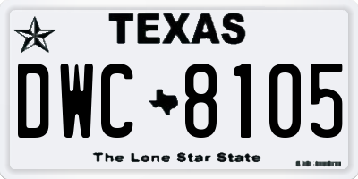 TX license plate DWC8105