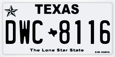 TX license plate DWC8116