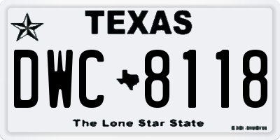 TX license plate DWC8118