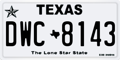 TX license plate DWC8143