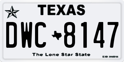 TX license plate DWC8147