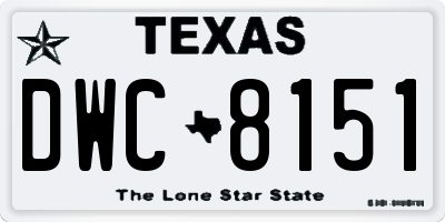 TX license plate DWC8151