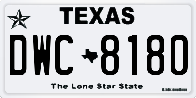 TX license plate DWC8180